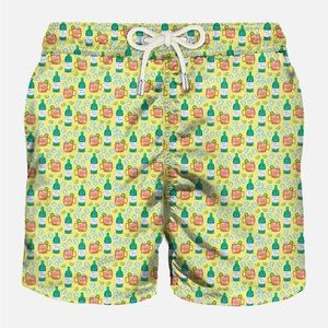 MC2 Saint Barth Mens Yellow Swim Shorts Cocktail Print Size L
